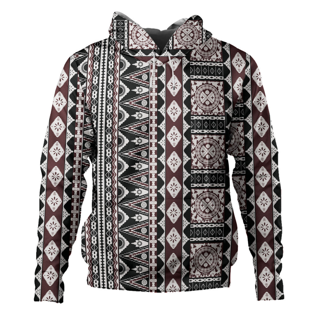 Fiji Bula Fiji Masi Motif Brown Hoodie Unisex