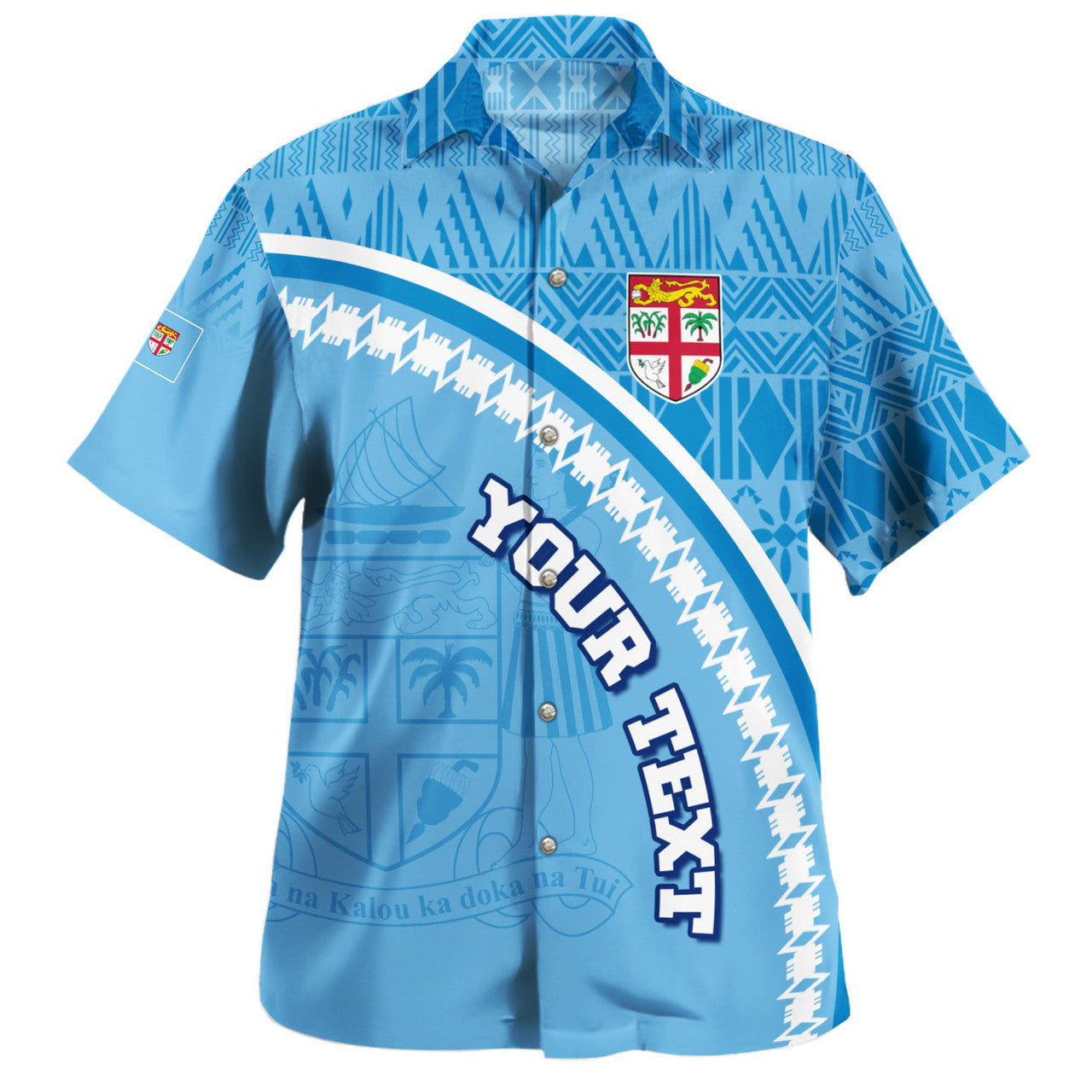 Personalised - Fiji Fijian Masi Patterns Curve Style Hawaiian Shirt Unisex