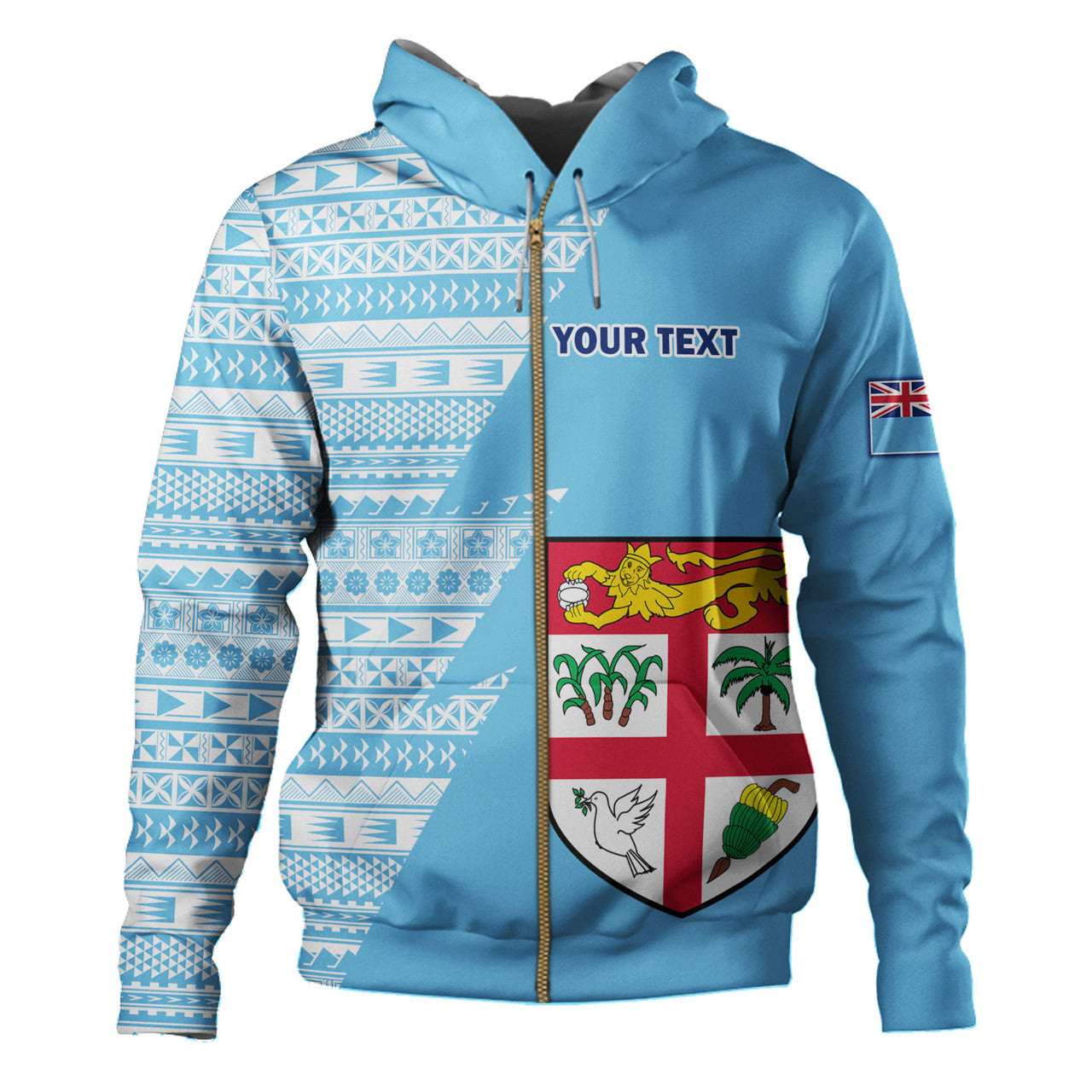 Personalised - Fiji Flash Style With Blue Hoodie Unisex