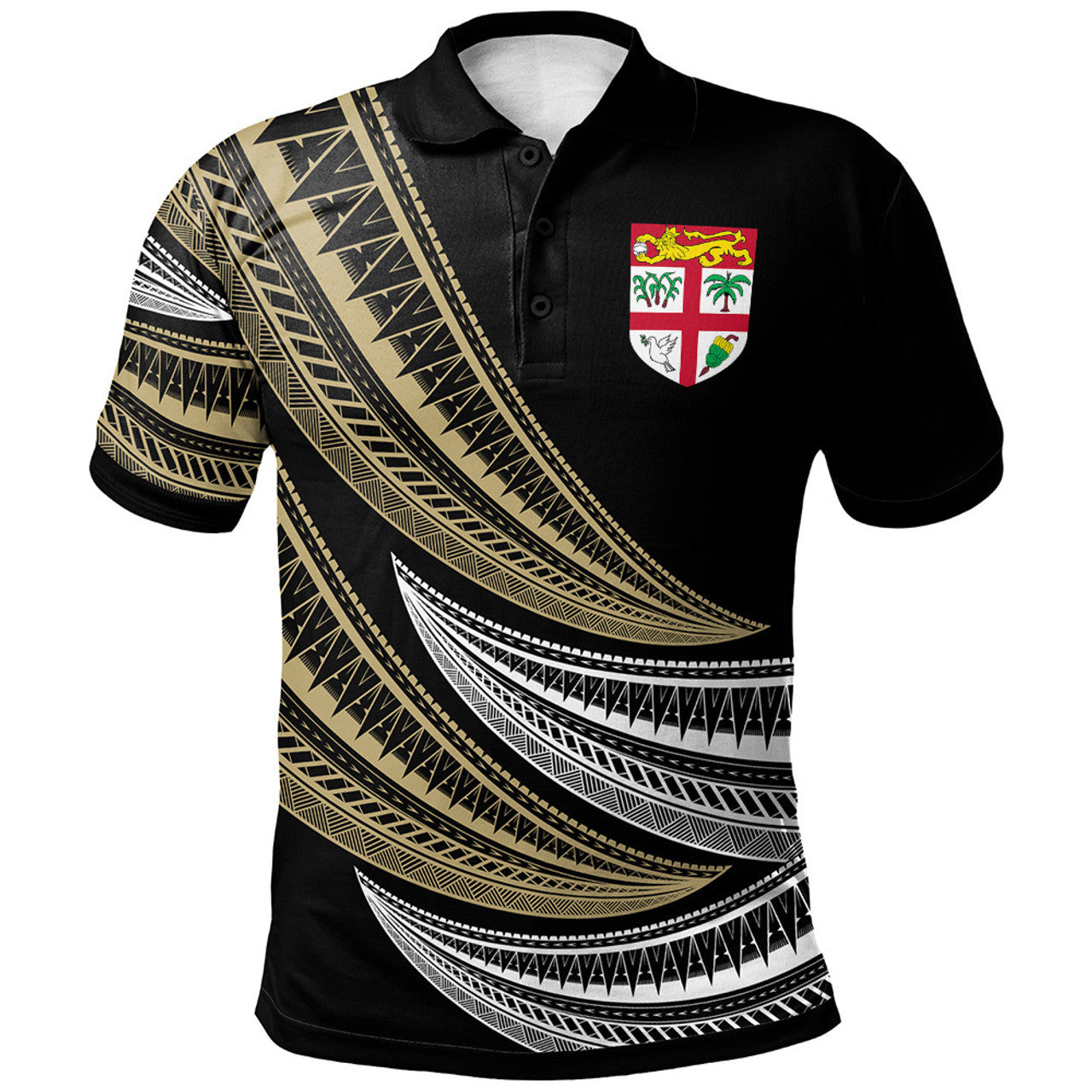 Fiji Wave Pattern Alternating Polo Shirt Unisex Ver.1