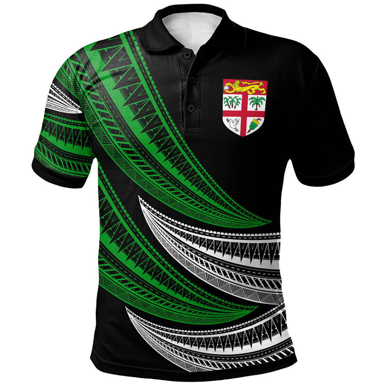 Fiji Wave Pattern Alternating Polo Shirt Unisex Ver.1