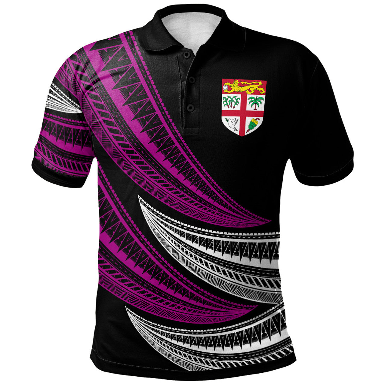 Fiji Wave Pattern Alternating Polo Shirt Unisex Ver.1