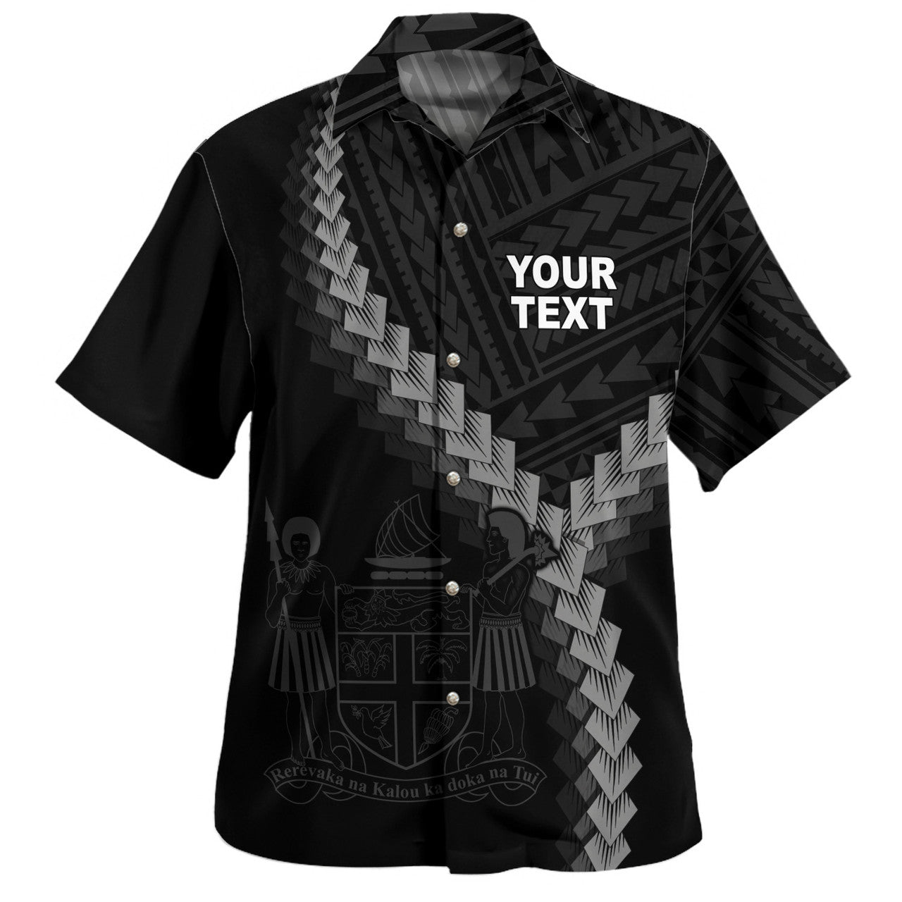 Personalised - Fiji Coat Of Arm Polynesian Tattoo Style Hawaiian Shirt Unisex