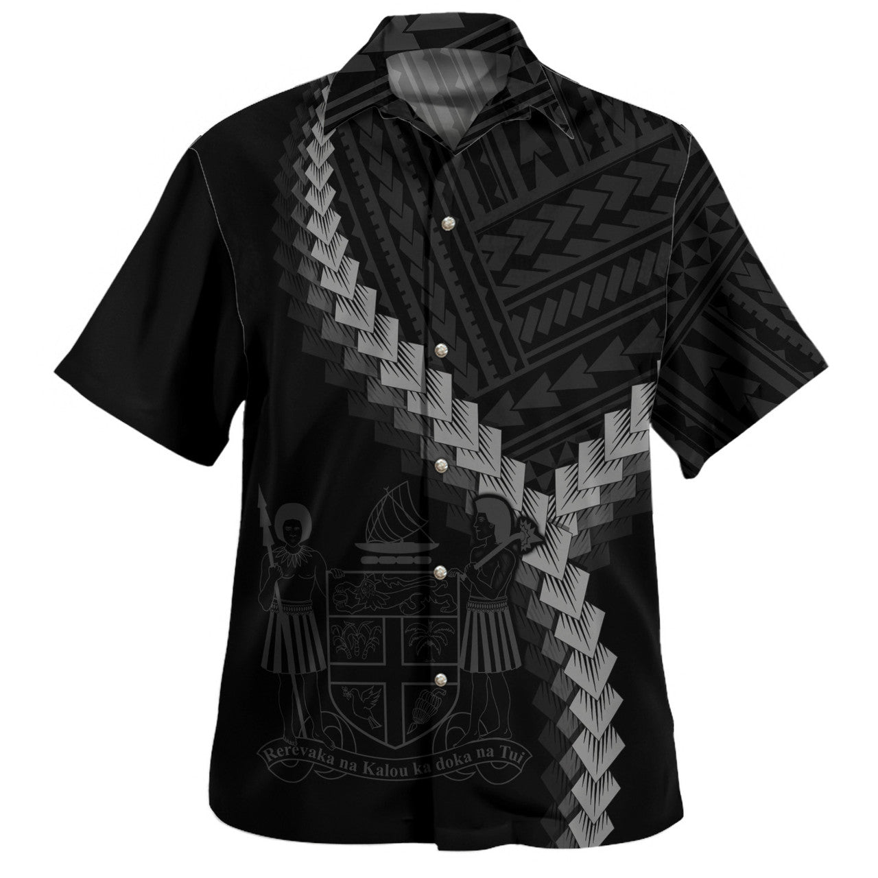 Fiji Coat Of Arm Polynesian Tattoo Style Hawaiian Shirt Unisex