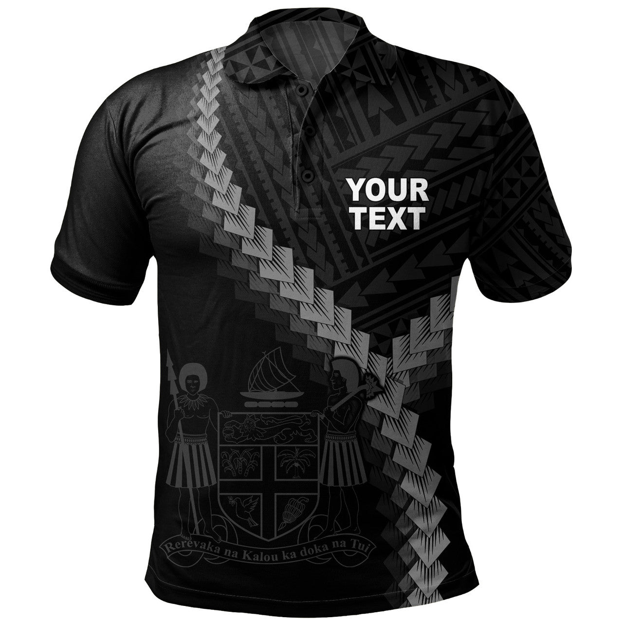 Personalised - Fiji Coat Of Arm Polynesian Tattoo Style Polo Shirt Unisex