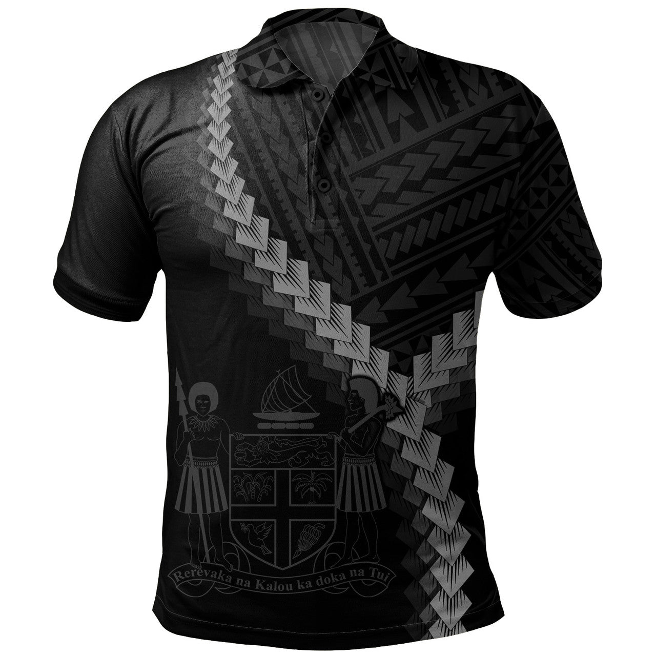 Fiji Coat Of Arm Polynesian Tattoo Style Polo Shirt Unisex