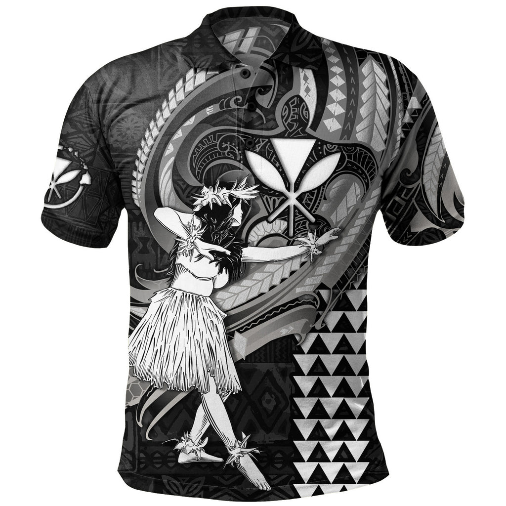 Hawaii Polo Shirt - Hula Girl With Polynesian Pattern Style - AL01