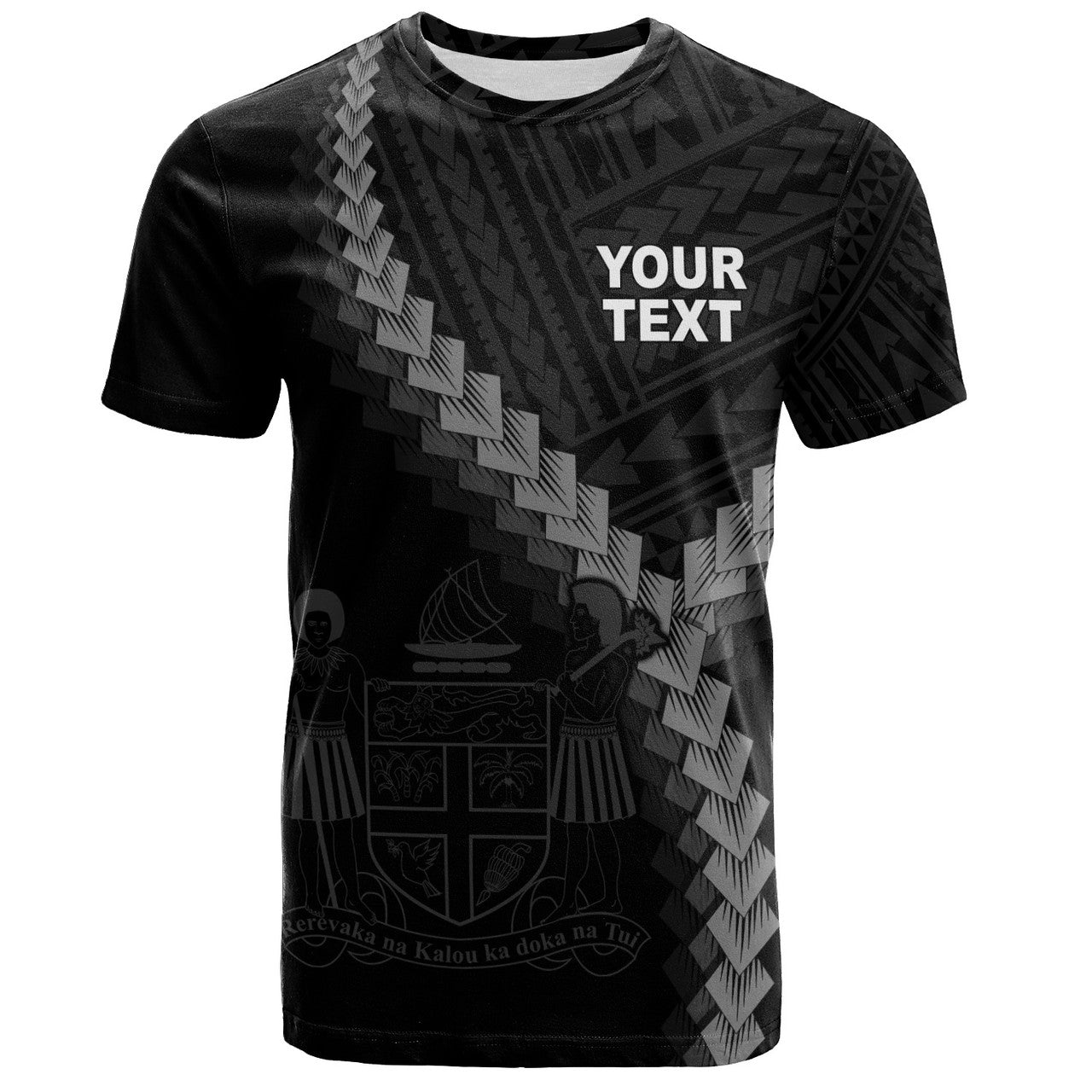 Personalised - Fiji Coat Of Arm Polynesian Tattoo Style T-shirt Unisex