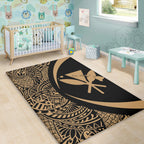 Hawaii Kanaka Maoli Hawaiian Map Lauhala Gold Circle Area Rug