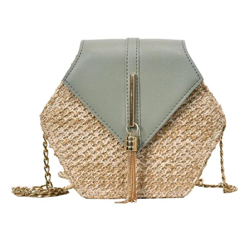 Boho Tassel Straw Crossbody Bag
