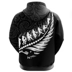 New Zealand Aotearoa Maori Tattoo With Silver Fern Hoodie Unisex