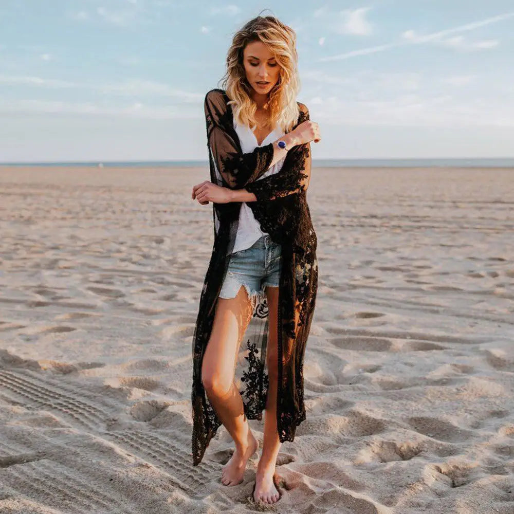 Luna Lace Kimono – Floral Beach Cover Up Dress
