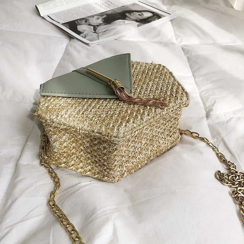 Boho Tassel Straw Crossbody Bag