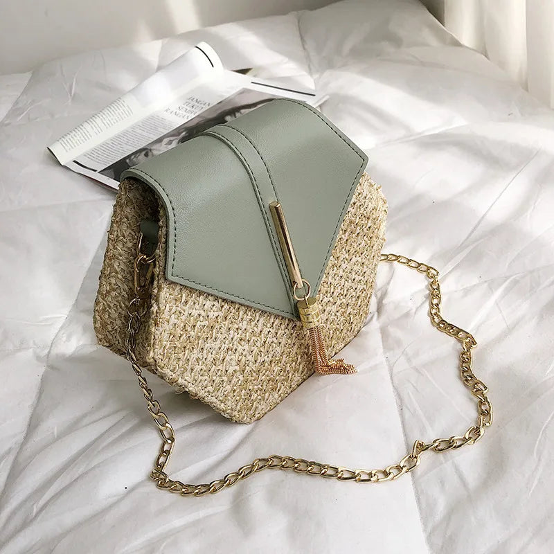 Boho Tassel Straw Crossbody Bag