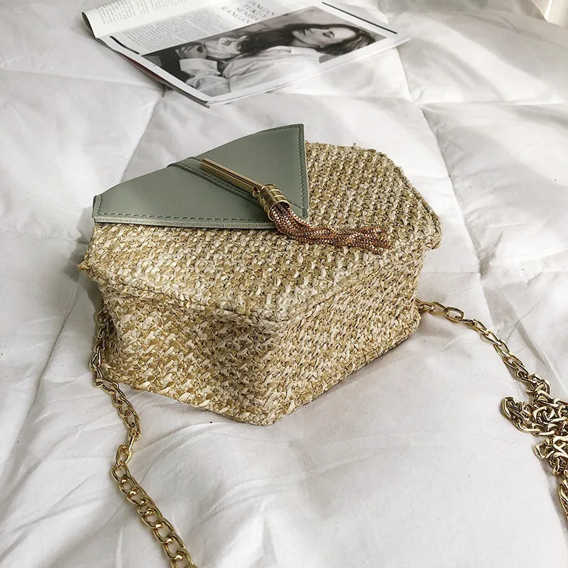 Boho Tassel Straw Crossbody Bag