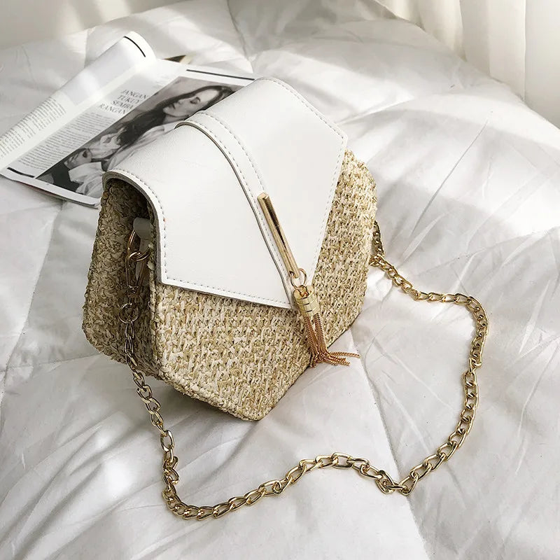 Boho Tassel Straw Crossbody Bag
