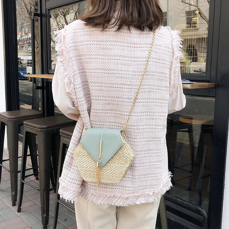 Boho Tassel Straw Crossbody Bag