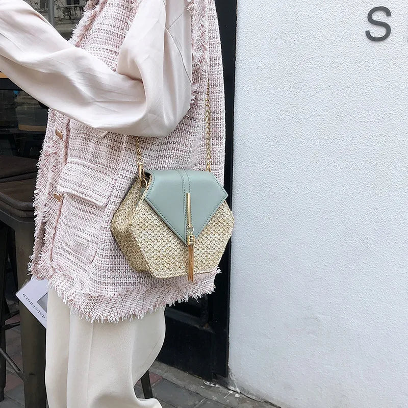 Boho Tassel Straw Crossbody Bag