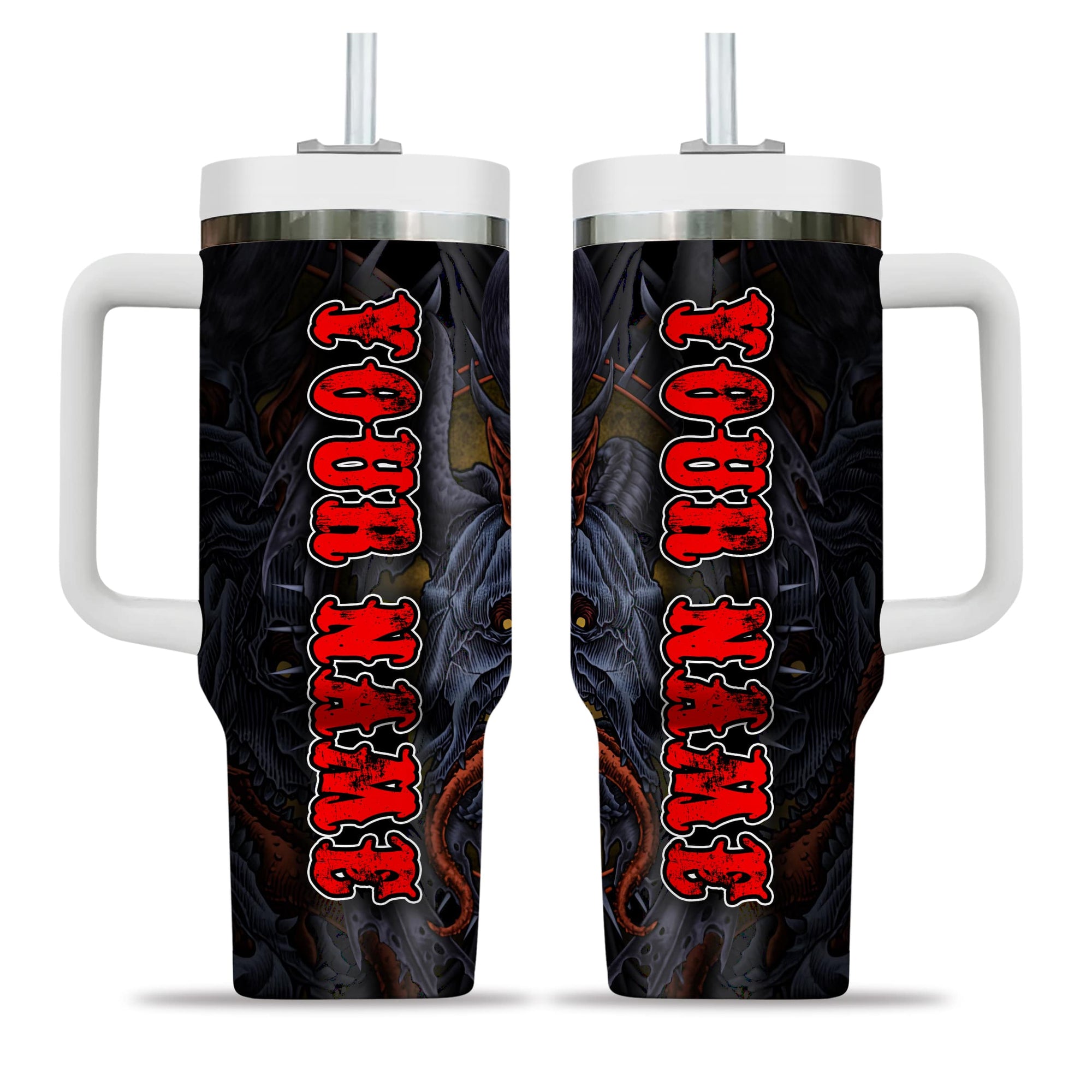 Personalised Monster Origin Design Halloween Vibes Handle With Tumbler – Size 40oz - TH02