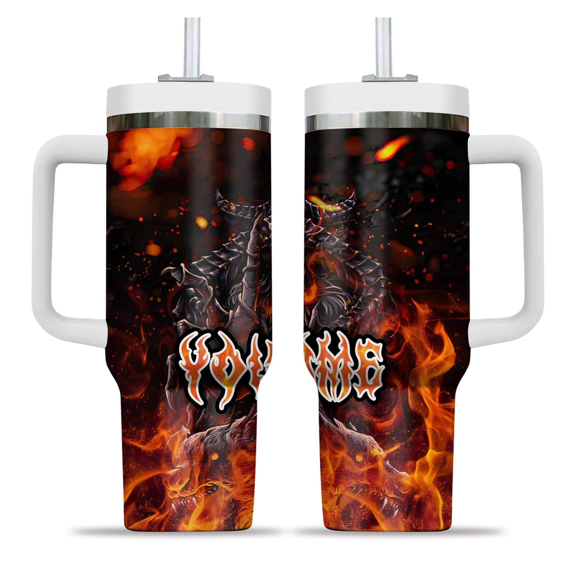 Personalised Inferno Reaper Design Halloween Vibes Handle With Tumbler – Size 40oz - TH02