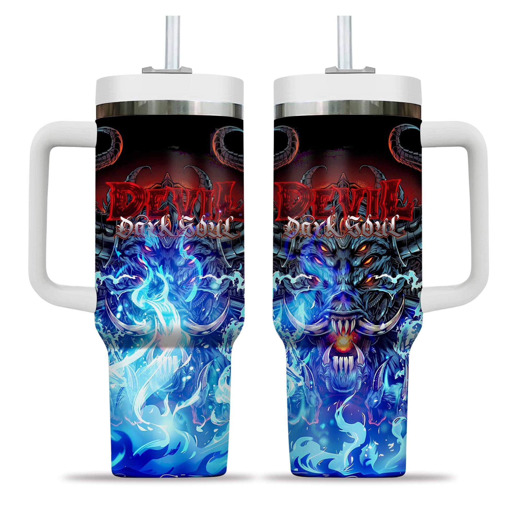 Devil Dark Soul Design Halloween Vibes Handle With Tumbler – Size 40oz - TH02