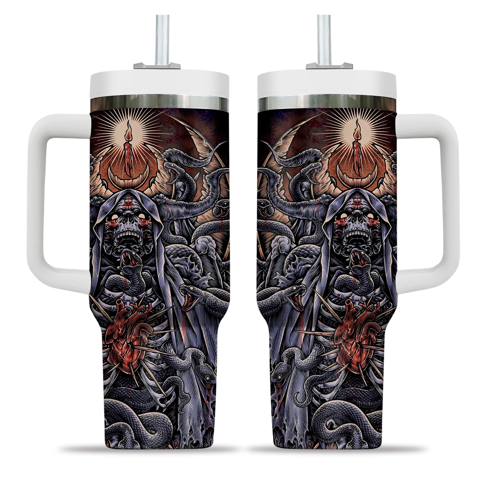 Serpent's Covenant Design Halloween Vibes Handle With Tumbler – Size 40oz - TH02