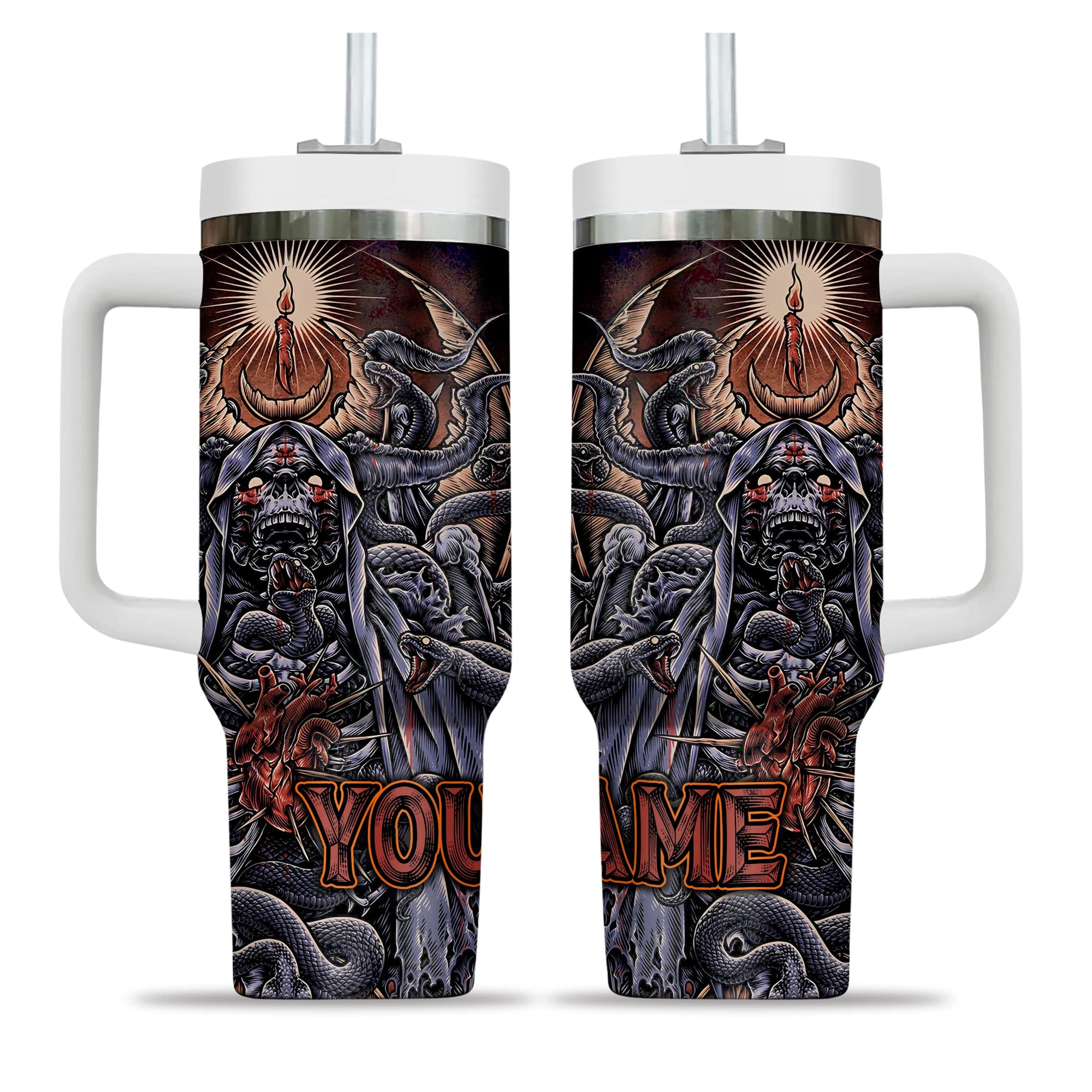 Personalised Serpent's Covenant Design Halloween Vibes Handle With Tumbler – Size 40oz - TH02
