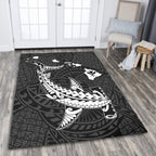 Hawaii Hawaiian Native Map Hammerhead Shark White Area Rug