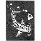 Hawaii Hawaiian Native Map Hammerhead Shark White Area Rug