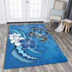 Hawaii Hibiscus Flower And Sea Turtle Polynesian Area Rug