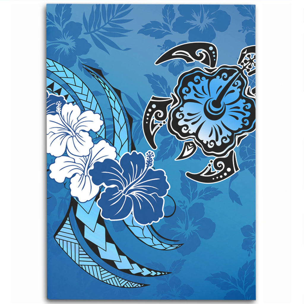 Hawaii Hibiscus Flower And Sea Turtle Polynesian Area Rug