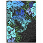 Hawaii Polynesian Turtle Tropical Blue Gardient Blue Area Rug