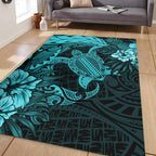 Hawaii Polynesian Turtle Tropical Turquoise Area Rug