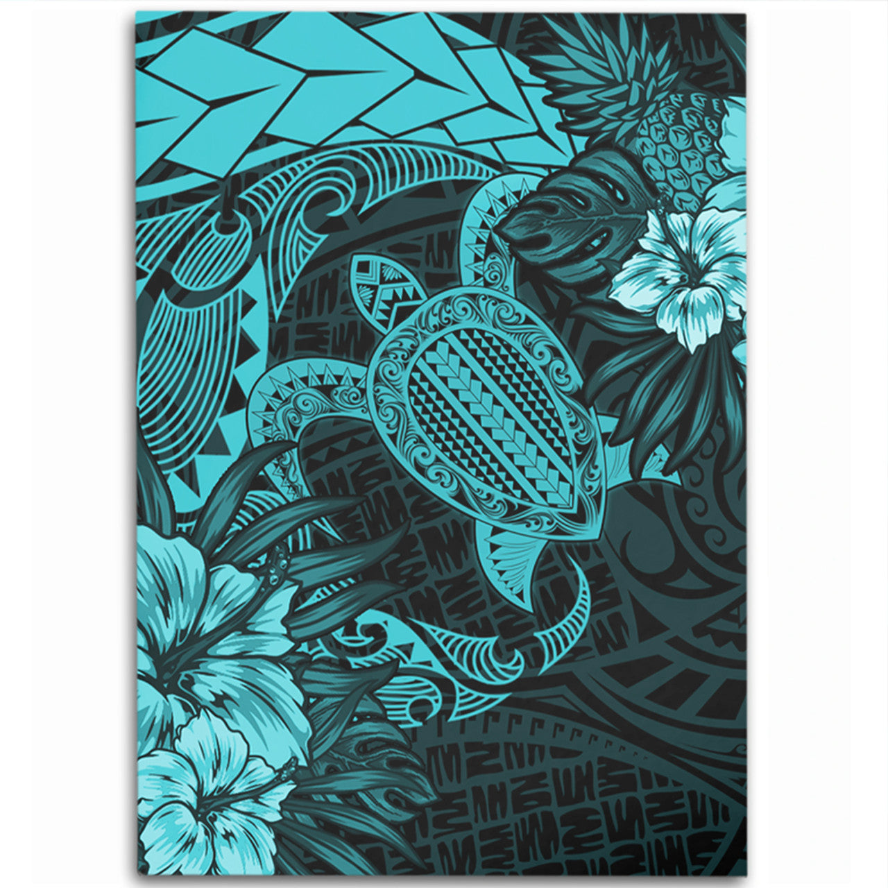 Hawaii Polynesian Turtle Tropical Turquoise Area Rug