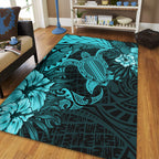 Hawaii Polynesian Turtle Tropical Turquoise Area Rug