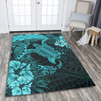 Hawaii Polynesian Turtle Tropical Turquoise Area Rug