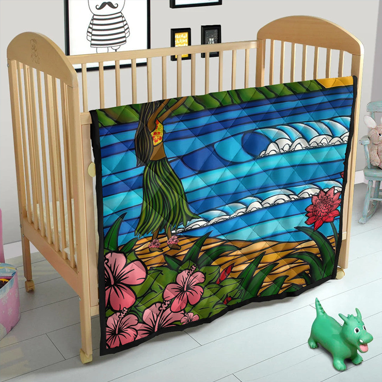 Hawaii Hula Girl Dance Picture Premium Quilt