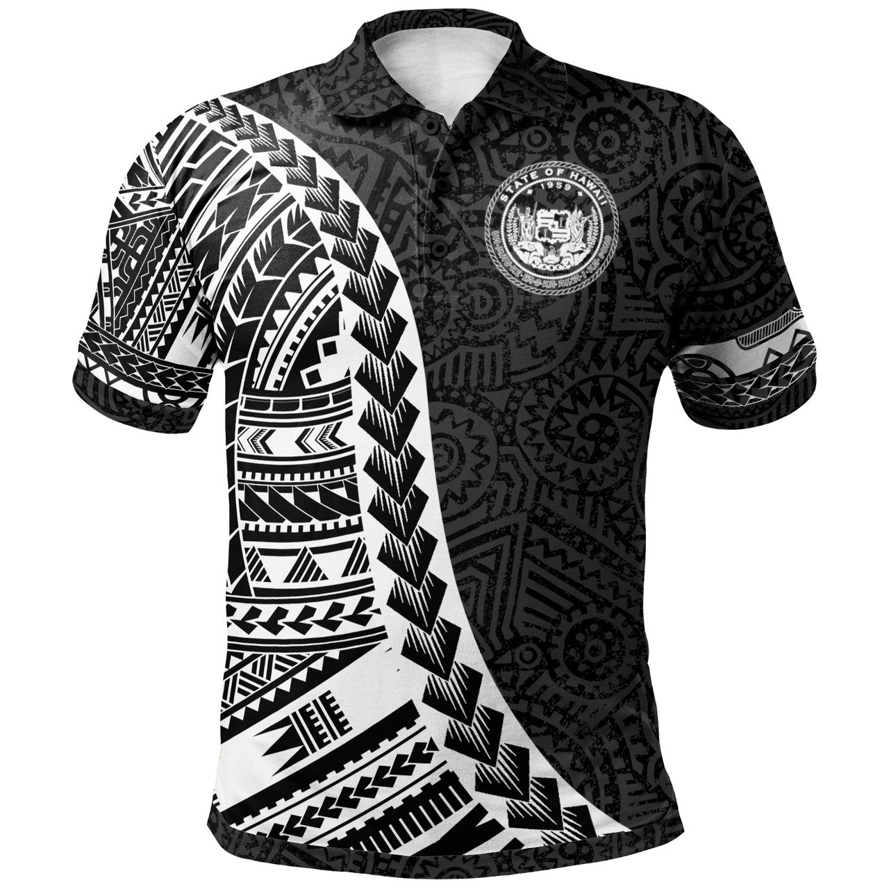 Hawaii Polo Shirt - Polynesian Patterns And Map - AL01