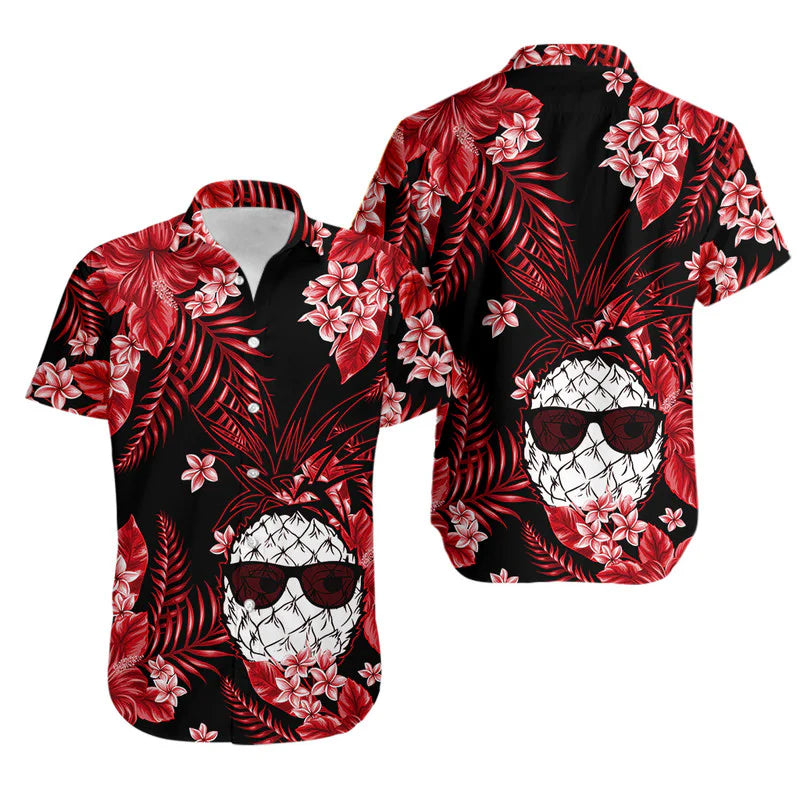 Hawaii Pineapple With Red Hibicus Pattern Hawaiian Shirt For Men/Women
