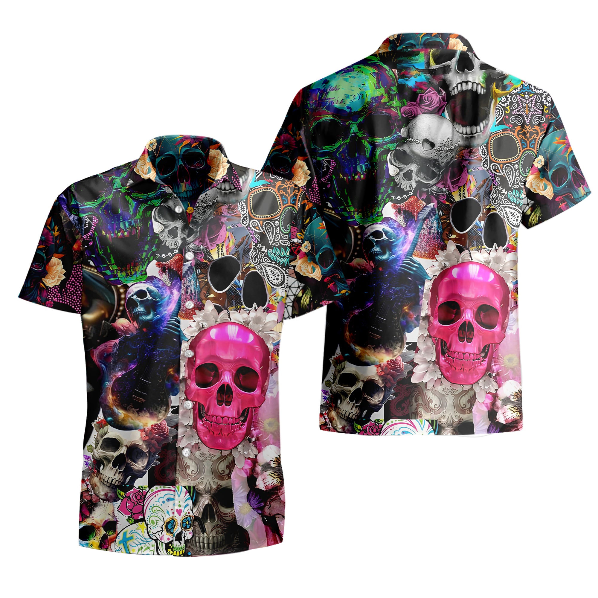 Skull Art Design Halloween Vibes Hawaiian Shirt - TH02