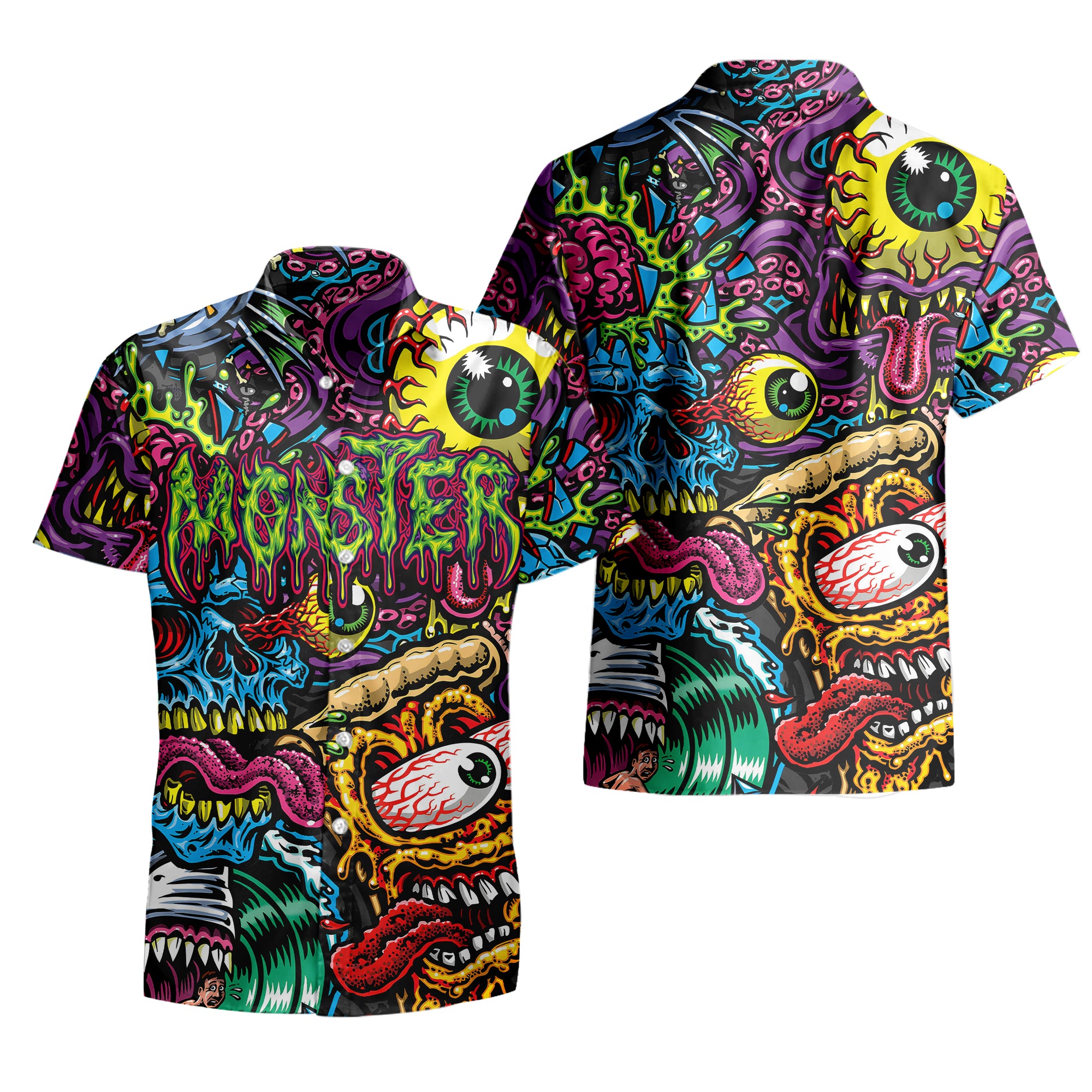 Monster Mashup Design Halloween Vibes Hawaiian Shirt - TH02