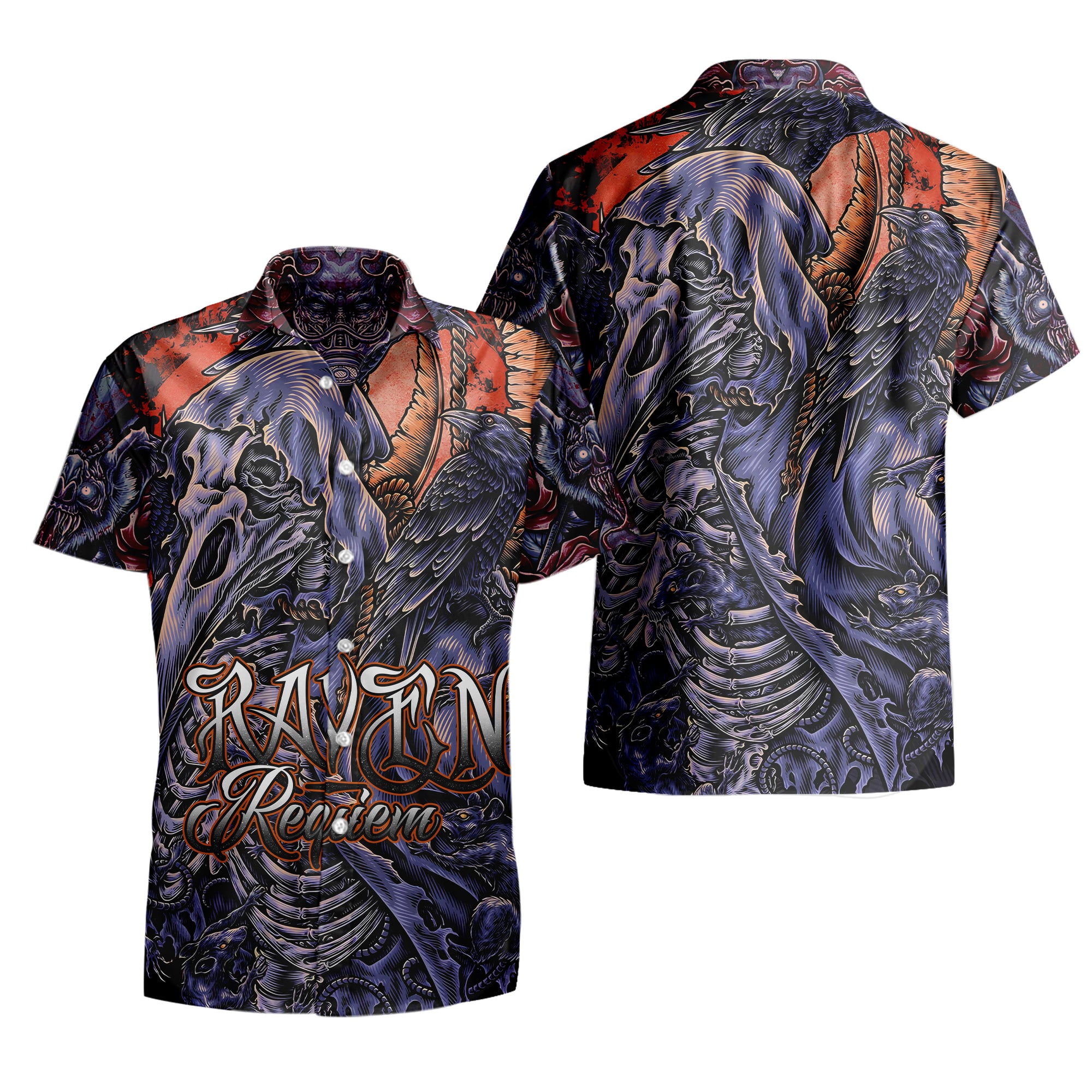 Raven Requiem Design Halloween Vibes Hawaiian Shirt  - TH02