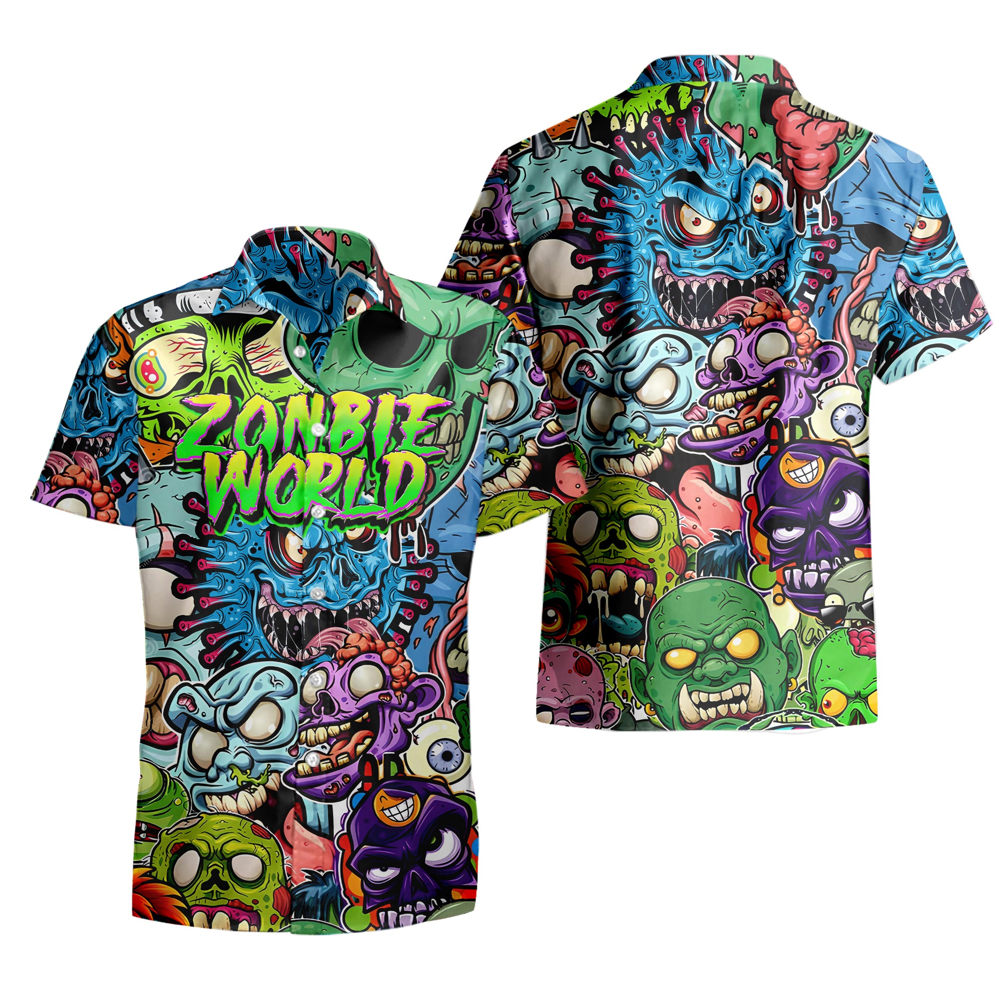 Zombie World Design Halloween Vibes Hawaiian Shirt - TH02