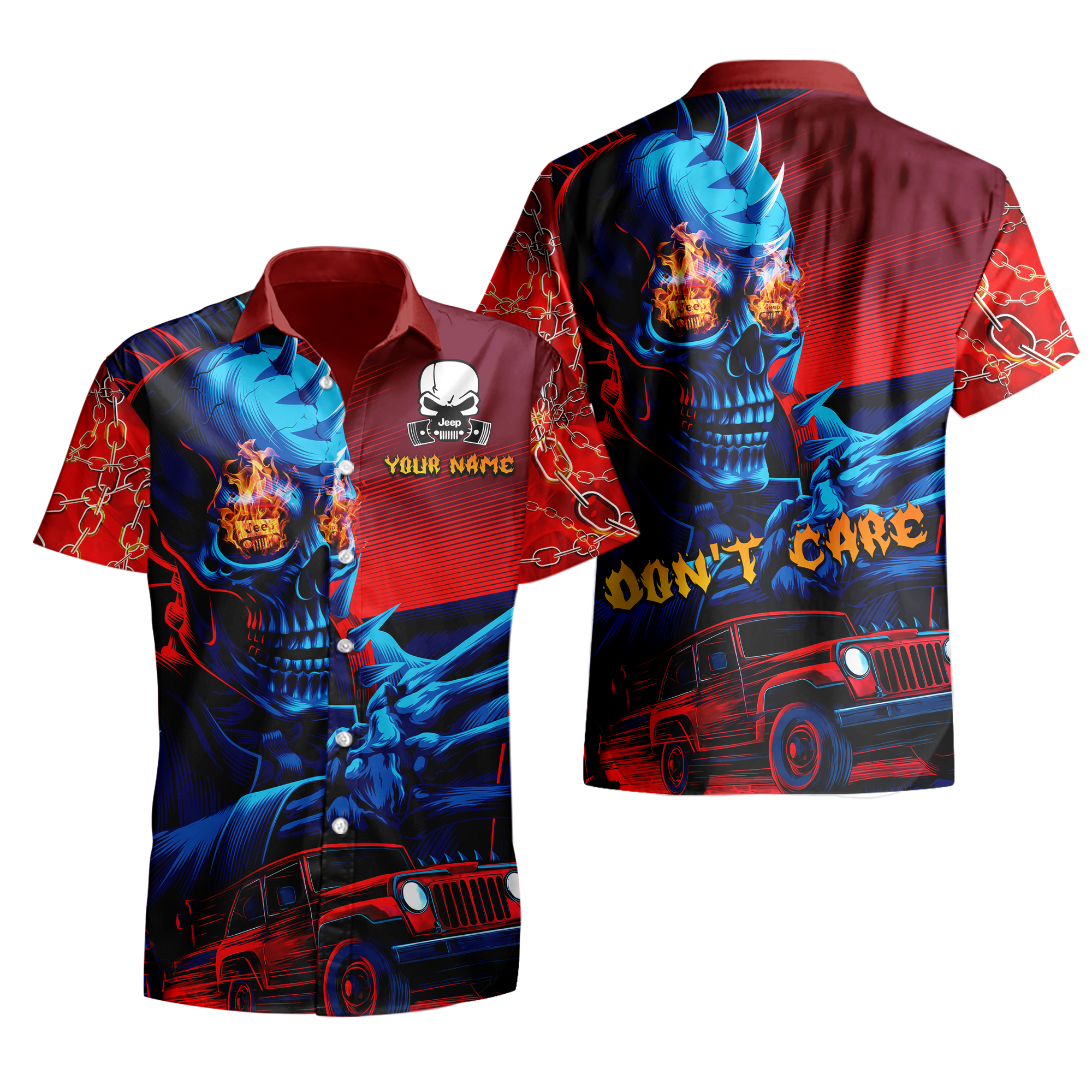 Personalized Jeep Phantom Hell Rider Hawaiian Shirt