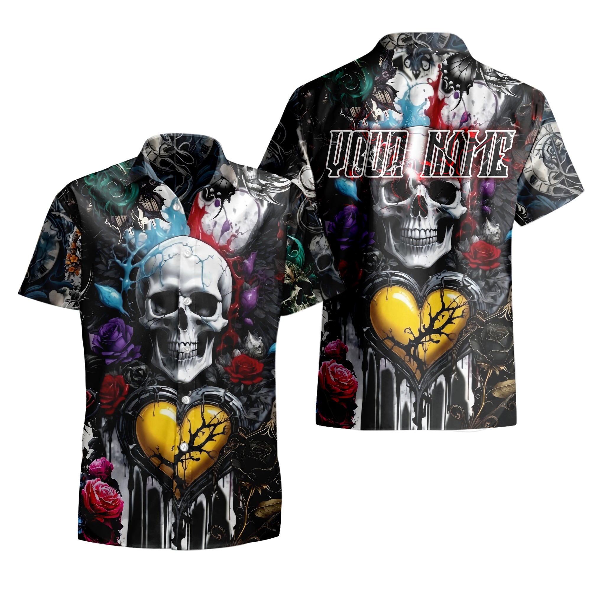Personalised Painted Pain Design Halloween Vibes Hawaiian Shirt - TH02
