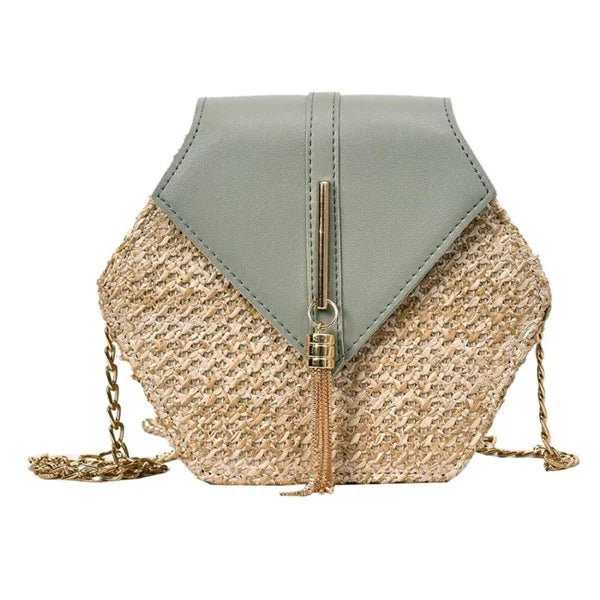 Boho Tassel Straw Crossbody Bag