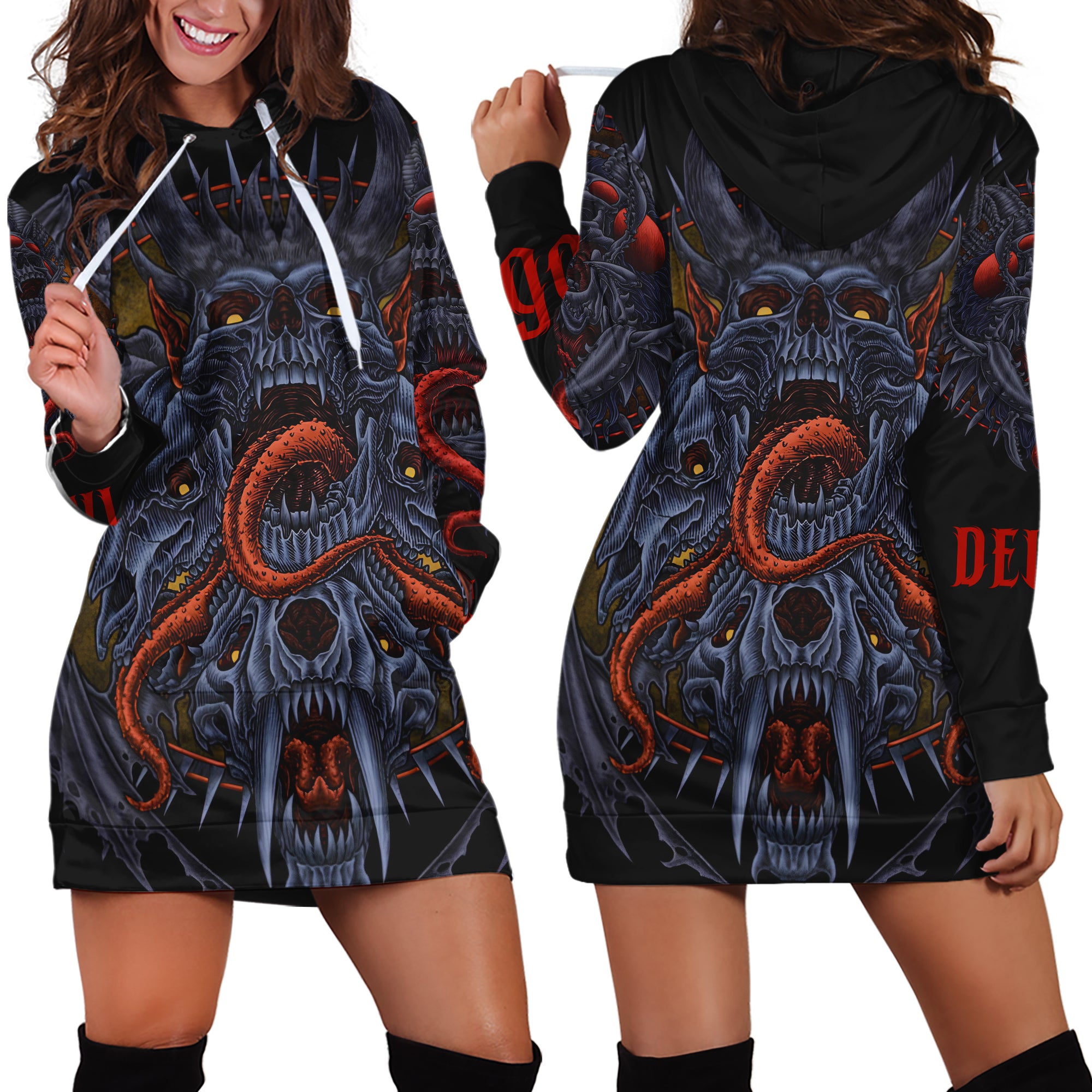 Monster Origin Design Halloween Vibes Hoodie Dress - TH02
