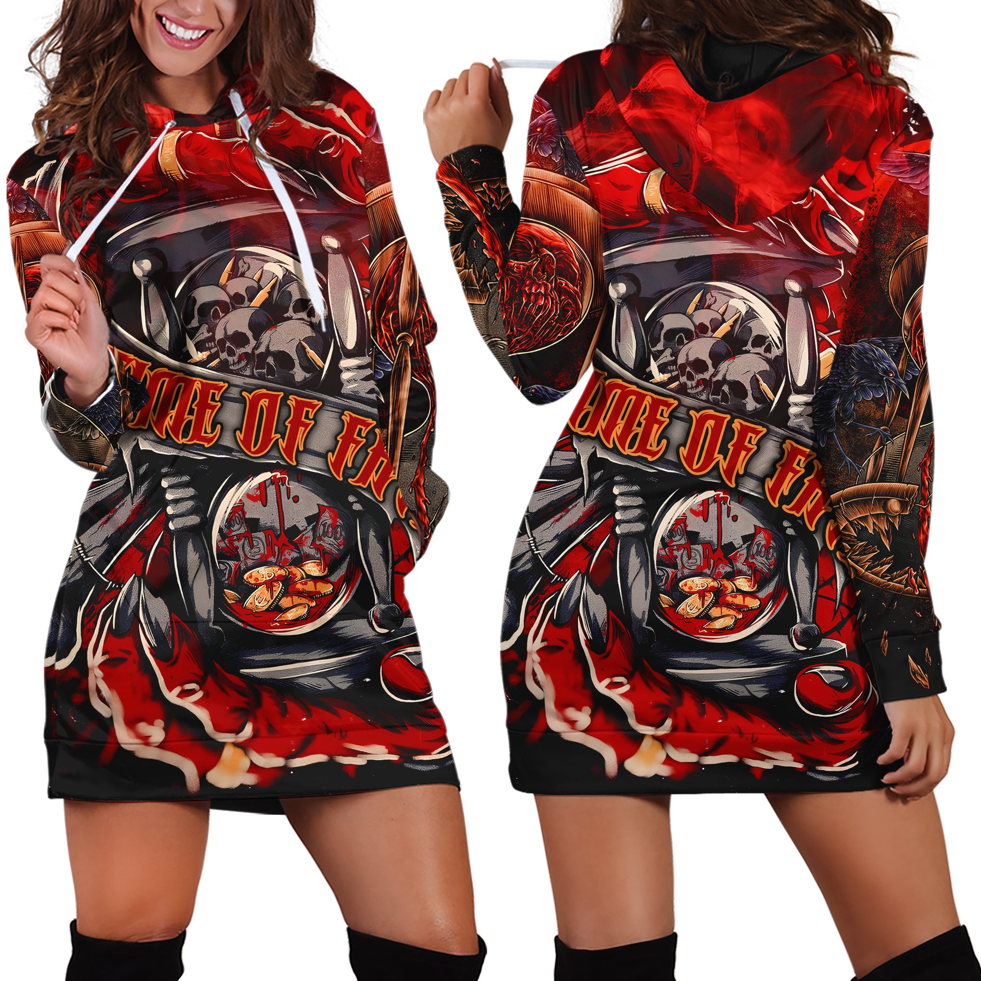 Time Of Fate Design Halloween Vibes Hoodie Dress - TH02