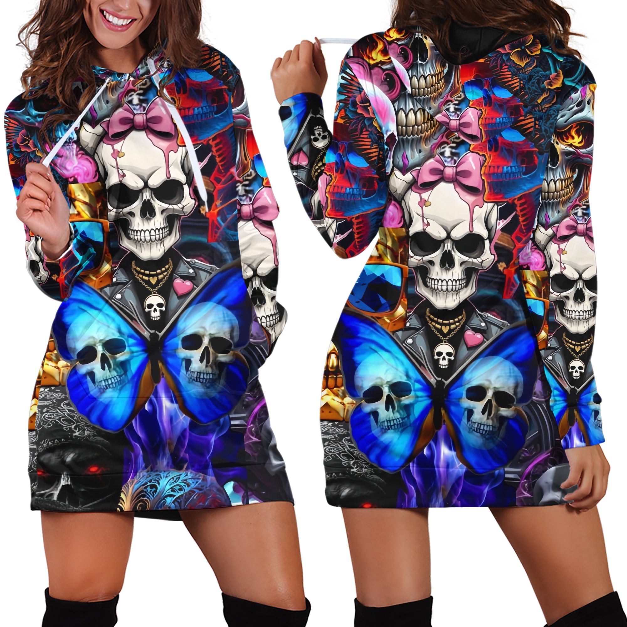 Lethal Beauty Design Halloween Vibes Hoodie Dress - TH02
