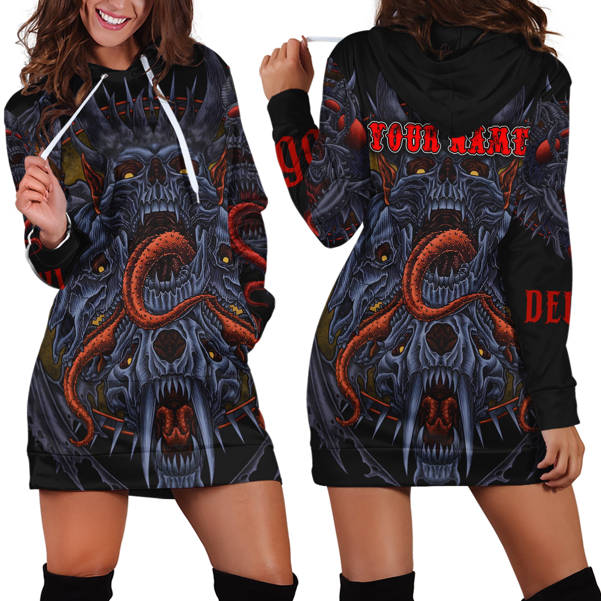 Personalised Monster Origin Design Halloween Vibes Hoodie Dress - TH02